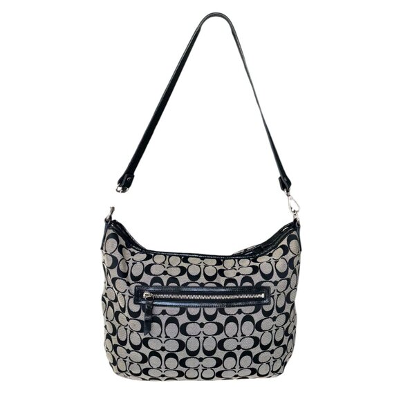 COACH Signature Monogram Handbag Grey Black Canvas Purse F29941 - Picture 4 of 9